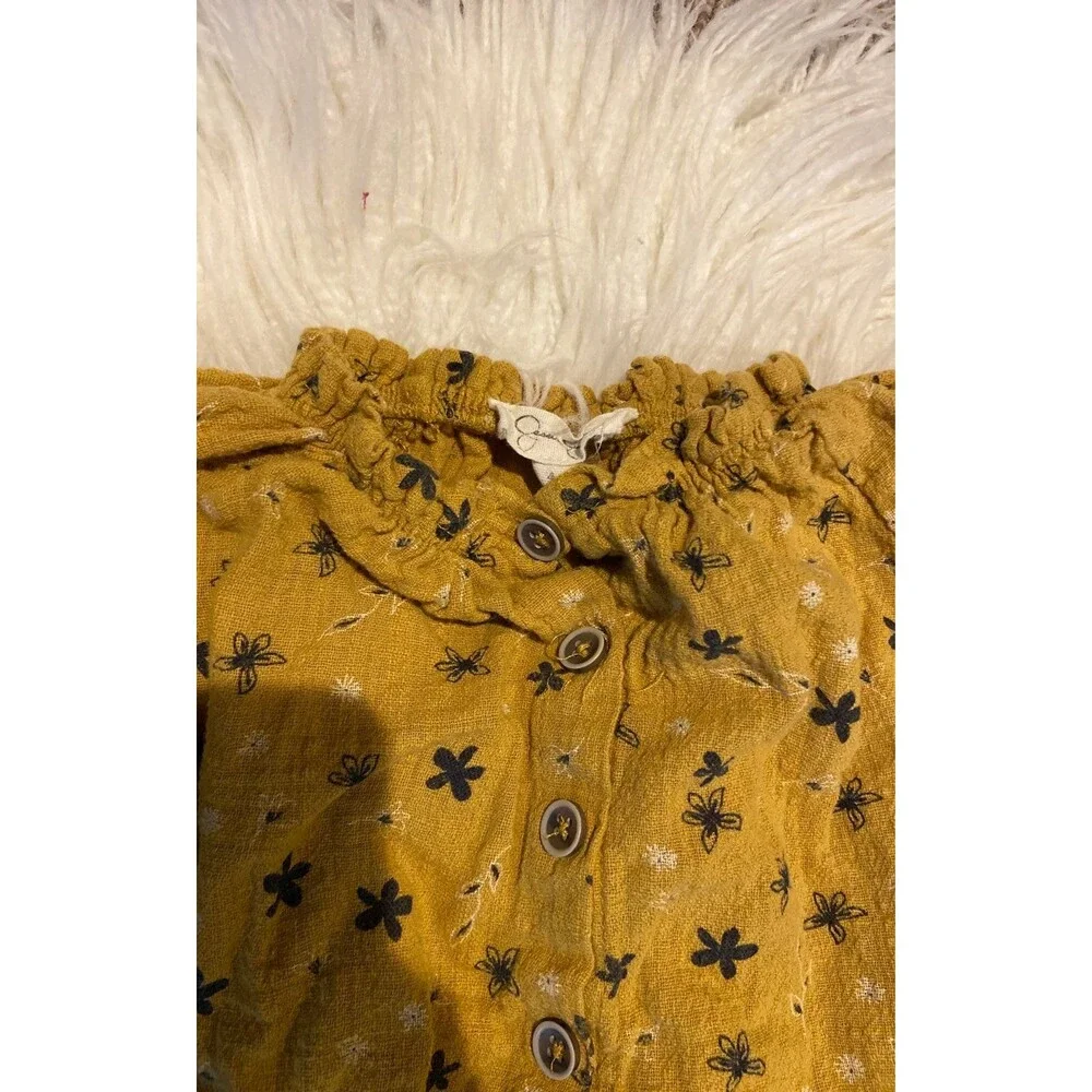 Size 4 Jessica Simpson mustard and charcoal grey floral shit outfit